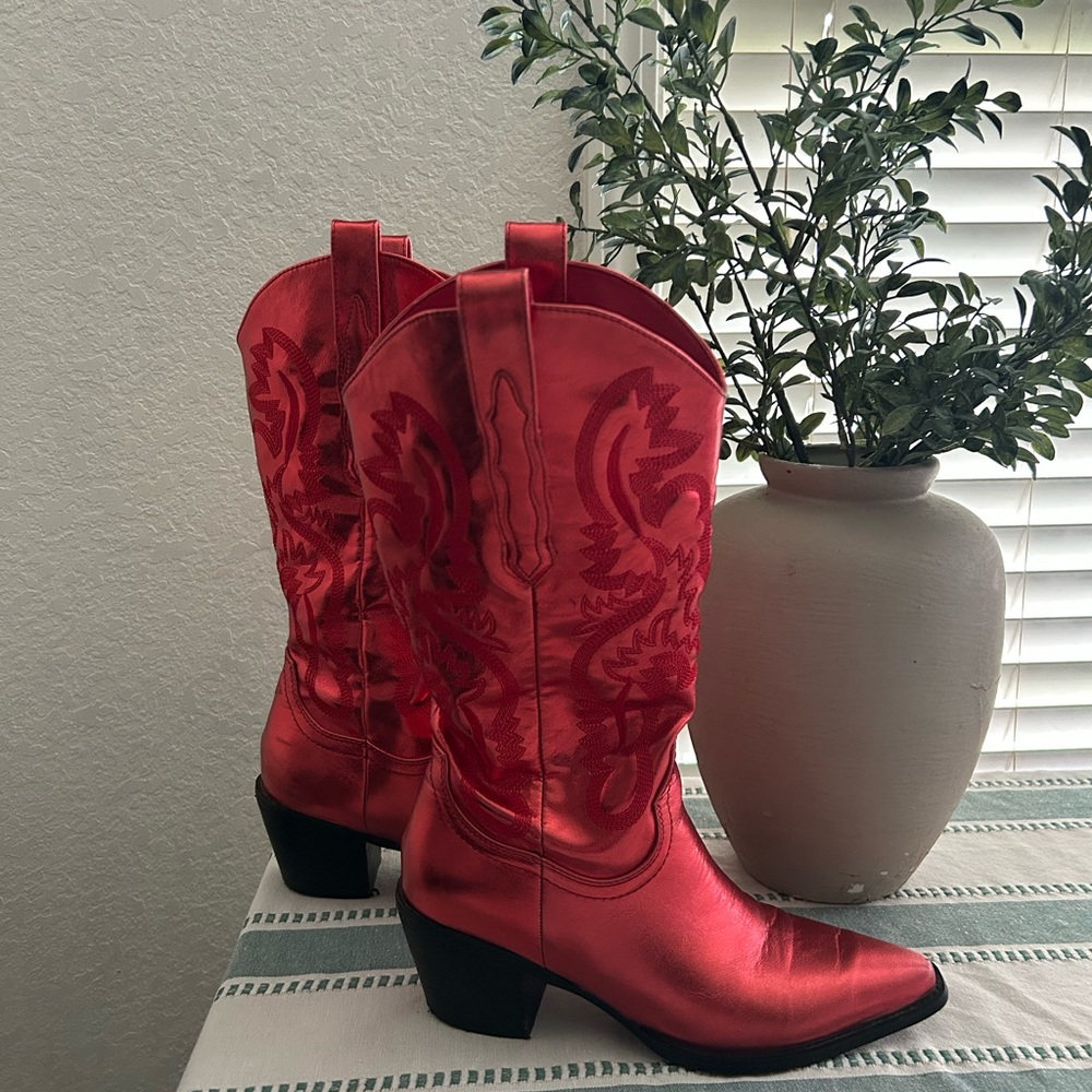 Billini Shiny Red Heeled Boots